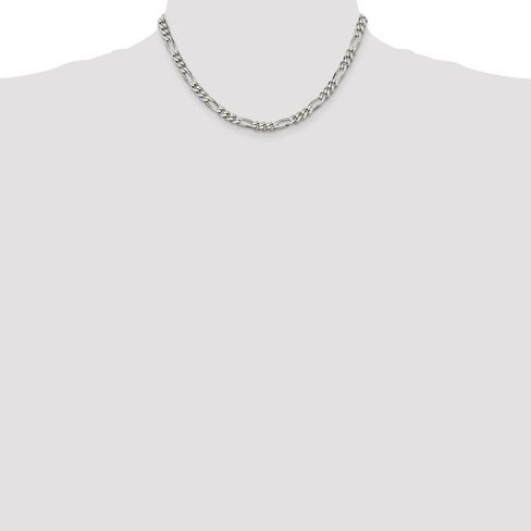 Solid 925 Sterling Silver 5.5mm Figaro Chain Necklace - with Secure Lobster Lock Clasp in Saudi Arabia
