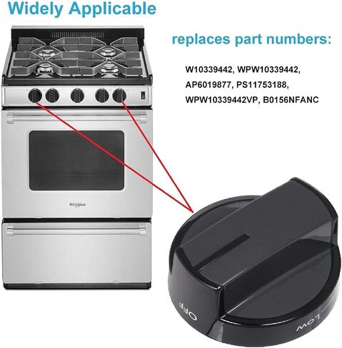 W10339442 Range Knob for Whirlpool Gas Range, tTSAVS Surface Burner Control Knob WPW10339442 Replacement Part W10339442, WPW10339442VP, AP6019877, PS11753188 Whirlpool Range/ Stove/ Oven in Saudi Arabia