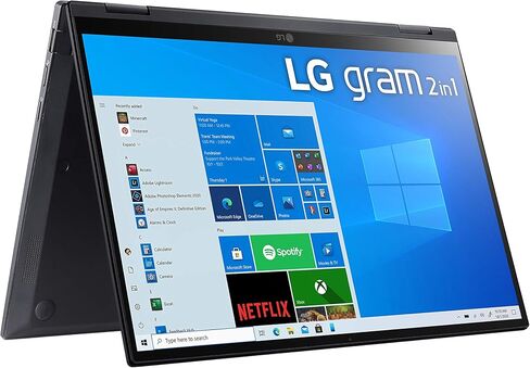LG Gram 14T90P - كمبيوتر محمول 14 بوصة WUXGA (1920x1200) 2 في 1 خفيف الوزن بشاشة تعمل باللمس، Intel evo مع الجيل الحادي عشر من وحدة المعالجة المركزية Core i5، وذاكرة الوصول العشوائي 8 جيجابايت، و256 جيجابايت SSD، وبطارية 24.5 ساعة، Thunderbolt 4، أسود - 2 in Saudi Arabia