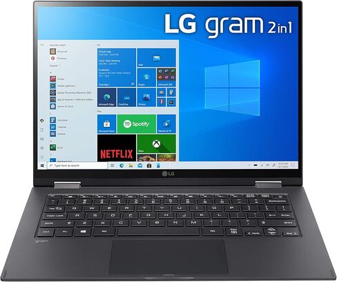 LG Gram 14T90P - كمبيوتر محمول 14 بوصة WUXGA (1920x1200) 2 في 1 خفيف الوزن بشاشة تعمل باللمس، Intel evo مع الجيل الحادي عشر من وحدة المعالجة المركزية Core i5، وذاكرة الوصول العشوائي 8 جيجابايت، و256 جيجابايت SSD، وبطارية 24.5 ساعة، Thunderbolt 4، أسود - 2 in Saudi Arabia