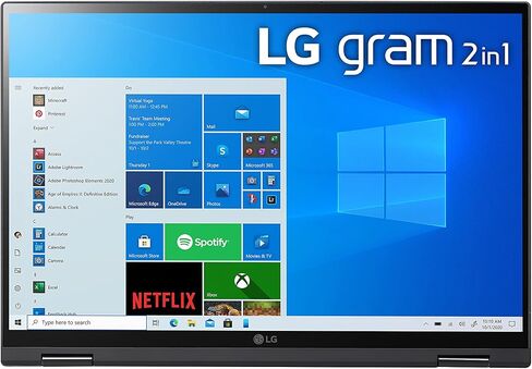 LG Gram 14T90P - كمبيوتر محمول 14 بوصة WUXGA (1920x1200) 2 في 1 خفيف الوزن بشاشة تعمل باللمس، Intel evo مع الجيل الحادي عشر من وحدة المعالجة المركزية Core i5، وذاكرة الوصول العشوائي 8 جيجابايت، و256 جيجابايت SSD، وبطارية 24.5 ساعة، Thunderbolt 4، أسود - 2 in Saudi Arabia
