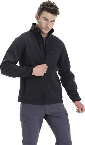 TRAILSIDE SUPPLY CO. Men's Softshell Fleece-Lined Jackets/Winter Outdoor Coats/Windbreaker/Medium-Weight Water-Repellent in Kuwait