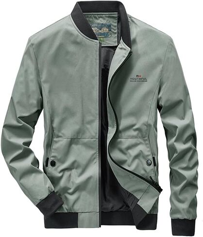 Men's Casual Lightweight Flight Jacket Softshell Zipper Windbreaker Bomber Jacket in Kuwait