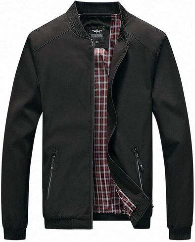 Men's Casual Lightweight Flight Jacket Softshell Zipper Windbreaker Bomber Jacket in Kuwait