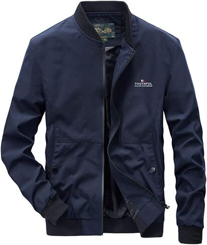 Men's Casual Lightweight Flight Jacket Softshell Zipper Windbreaker Bomber Jacket in Kuwait