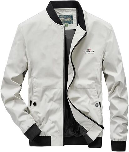 Men's Casual Lightweight Flight Jacket Softshell Zipper Windbreaker Bomber Jacket in Kuwait