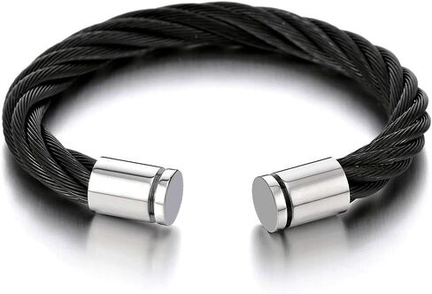Large Elastic Adjustable Steel Twisted Cable Cuff Bangle Bracelet for Men Women in Saudi Arabia