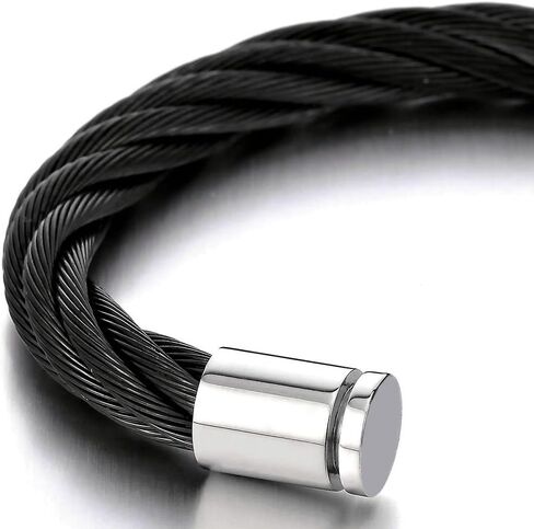 Large Elastic Adjustable Steel Twisted Cable Cuff Bangle Bracelet for Men Women in Saudi Arabia