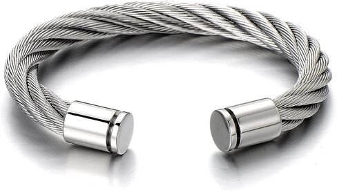 Large Elastic Adjustable Steel Twisted Cable Cuff Bangle Bracelet for Men Women in Saudi Arabia