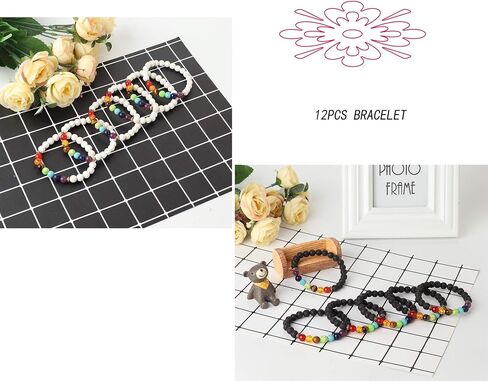 LOYALLOOK 6-12PCS Lava Stone Bracelet Chakras Bead Natural Stone Bracelet Oil Diffuser Bracelet in Saudi Arabia