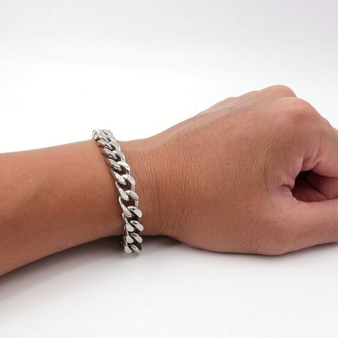 Steelmeup Stainless Steel Simple Curb Cuban Link Chain Bracelet for Men Boys 6mm 8mm 10mm 12mm 7inch 8inch 9inch in Saudi Arabia