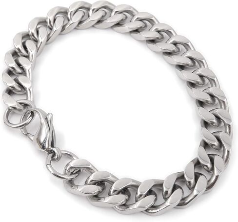 Steelmeup Stainless Steel Simple Curb Cuban Link Chain Bracelet for Men Boys 6mm 8mm 10mm 12mm 7inch 8inch 9inch in Saudi Arabia