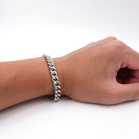 Steelmeup Stainless Steel Simple Curb Cuban Link Chain Bracelet for Men Boys 6mm 8mm 10mm 12mm 7inch 8inch 9inch in Saudi Arabia