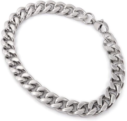 Steelmeup Stainless Steel Simple Curb Cuban Link Chain Bracelet for Men Boys 6mm 8mm 10mm 12mm 7inch 8inch 9inch in Saudi Arabia