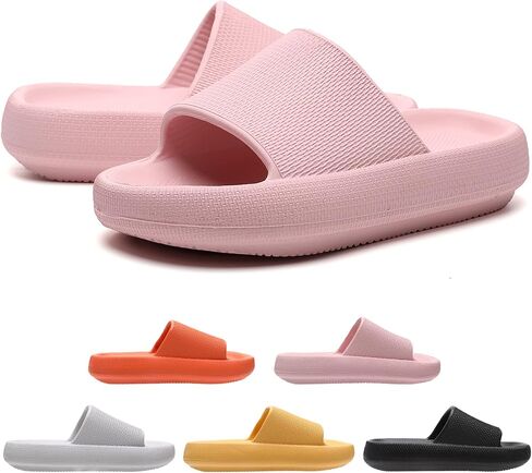 OCIOVAN Pillow Slippers Slides for Women and Men, Non-Slip Massage Foam Shower Bathroom Home Floor Thick Sole Quick Drying Womens Mens Sandals, Soft Comfortable EVA Platform Open Toe Slides Shoes in Saudi Arabia