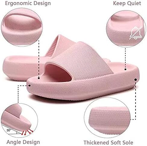 OCIOVAN Pillow Slippers Slides for Women and Men, Non-Slip Massage Foam Shower Bathroom Home Floor Thick Sole Quick Drying Womens Mens Sandals, Soft Comfortable EVA Platform Open Toe Slides Shoes in Saudi Arabia