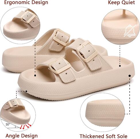 OCIOVAN Pillow Slippers Slides for Women and Men, Non-Slip Massage Foam Shower Bathroom Home Floor Thick Sole Quick Drying Womens Mens Sandals, Soft Comfortable EVA Platform Open Toe Slides Shoes in Saudi Arabia