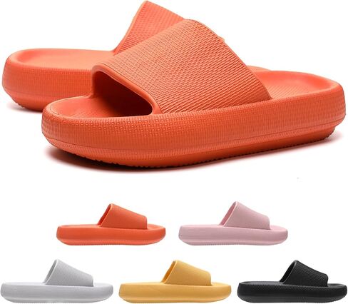 OCIOVAN Pillow Slippers Slides for Women and Men, Non-Slip Massage Foam Shower Bathroom Home Floor Thick Sole Quick Drying Womens Mens Sandals, Soft Comfortable EVA Platform Open Toe Slides Shoes in Kuwait