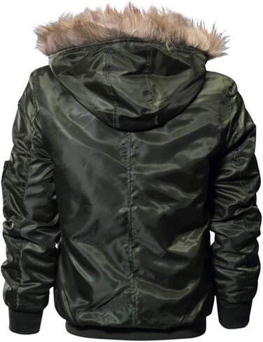 Cresay Men's Winter Hooded Thicken Fleece Military Jacket Bomber Windproof Outwear in Kuwait