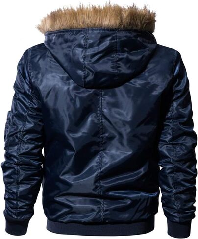 Cresay Men's Winter Hooded Thicken Fleece Military Jacket Bomber Windproof Outwear in Kuwait