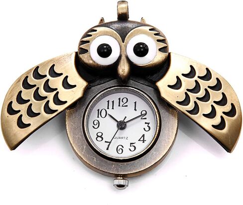 JewelryWe خمر ساعة الجيب الجدة البومة المنجد قلادة ساعة Steampunk كوارتز قلادة ساعة مع سلسلة 31.5 بوصة، لعيد الميلاد عيد الميلاد in Kuwait