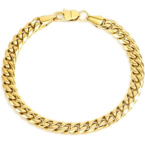 CaptainSteeL Cuban Bracelet for Men and Women, 7/7.5/8/9inch Stainless Steel Bracelet, Gold Plating/Stainless Steel Fashion Jewelry Bracelet, Holiday Gift with Flannel Bag
