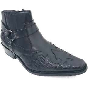 Alberto Fellini W1TCJ Men’s Cowboy Boots Western Ankle Harness Leather Lining Side Zipper Shoes in Saudi Arabia