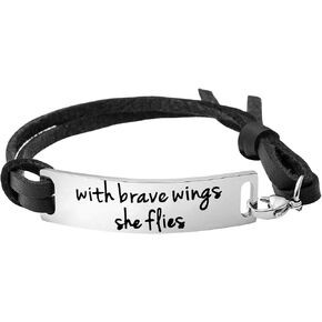 Yiyang Inspirational Leather Bracelet for Women Christian Engraved Bibler Verse Silver Jewelry