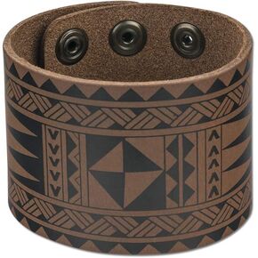 NA KOA Leather Cuff Bracelet with Polynesian Tattoo by Tricia Allen - Adjustable Wrist Size Looks Great on Men and Women in Saudi Arabia