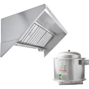 HOODMART 6' Concession Trailer Hood System for Food Truck | Commercial Range Hood with Direct Drive Exhaust Fan | Stainless Steel Kitchen Equipment with Install Kit Included in Saudi Arabia