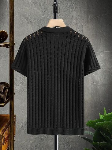 تي شيرت OYOANGLE رجالي بأكمام طويلة شبكي شفاف شفاف من خلال نسيج مضلع in Kuwait