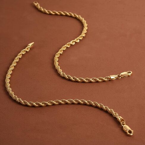 Jewelry Atelier Gold Filled Chain Bracelet Collection - 14K Solid Yellow Gold Filled Rope Chain Bracelets for Women and Men with Different Sizes (2.7mm, 3.8mm) in Saudi Arabia