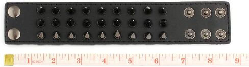 MILAKOO للجنسين أسود معدني سبايك مرصع الشرير الصخرة السائق واسعة حزام جلدي سوار سلسلة معصمه قابل للتعديل in Kuwait