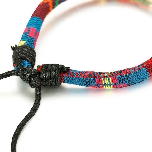 LOYALLOOK 15pcs Men Women Linen Hemp Cords Wood Beads Ethnic Tribal Bracelets Leather Wristbands in Saudi Arabia
