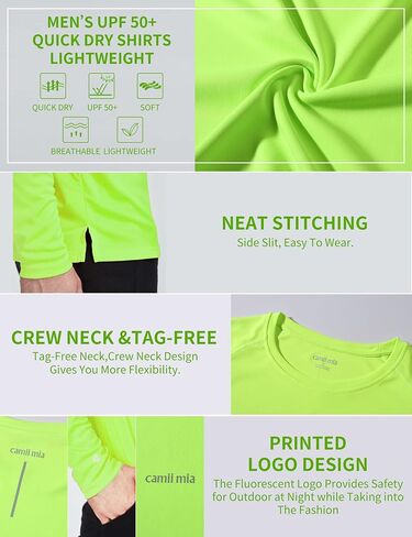 Camii Mia Mens Long Sleeve Sun Protection Shirts, Sun Shirts for Men UPF 50+ SPF T-Shirts for Fishing, Running, Hiking in Kuwait