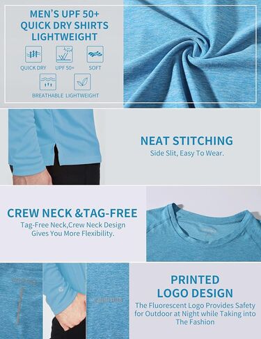 Camii Mia Mens Long Sleeve Sun Protection Shirts, Sun Shirts for Men UPF 50+ SPF T-Shirts for Fishing, Running, Hiking in Kuwait