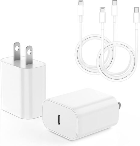 [Apple MFi Certified] Wall Charger for iPhone 14 13 12 11 (X XS XR Plus Pro Max) iPad, 6ft Type C to Lightning Cable Cord & USBC Super Fast Charging Rapid Block, 2 Pack, Quick USB Box Plug Cube Brick in Kuwait