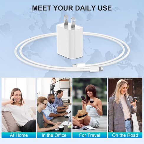 [Apple MFi Certified] Wall Charger for iPhone 14 13 12 11 (X XS XR Plus Pro Max) iPad, 6ft Type C to Lightning Cable Cord & USBC Super Fast Charging Rapid Block, 2 Pack, Quick USB Box Plug Cube Brick in Kuwait