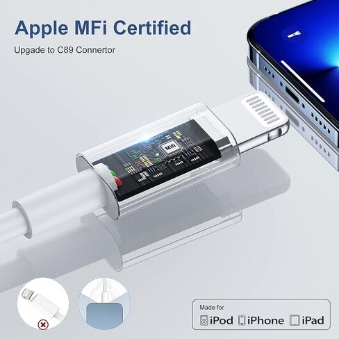 [Apple MFi Certified] Wall Charger for iPhone 14 13 12 11 (X XS XR Plus Pro Max) iPad, 6ft Type C to Lightning Cable Cord & USBC Super Fast Charging Rapid Block, 2 Pack, Quick USB Box Plug Cube Brick in Kuwait