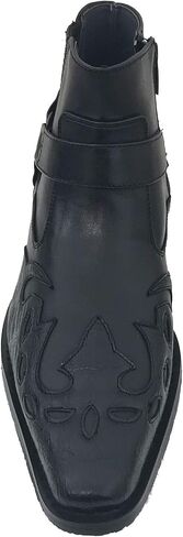 Alberto Fellini W1TCJ Men’s Cowboy Boots Western Ankle Harness Leather Lining Side Zipper Shoes in Saudi Arabia