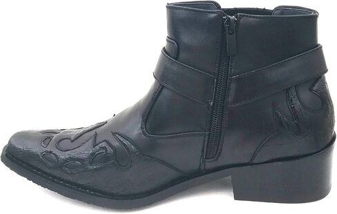 Alberto Fellini W1TCJ Men’s Cowboy Boots Western Ankle Harness Leather Lining Side Zipper Shoes in Saudi Arabia