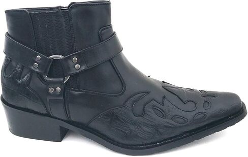 Alberto Fellini W1TCJ Men’s Cowboy Boots Western Ankle Harness Leather Lining Side Zipper Shoes in Saudi Arabia