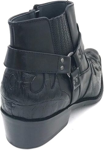 Alberto Fellini W1TCJ Men’s Cowboy Boots Western Ankle Harness Leather Lining Side Zipper Shoes in Saudi Arabia