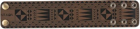 NA KOA Leather Cuff Bracelet with Polynesian Tattoo by Tricia Allen - Adjustable Wrist Size Looks Great on Men and Women in Saudi Arabia