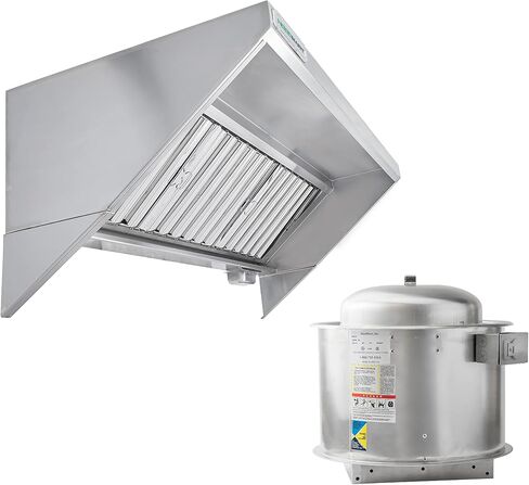 HOODMART 6' Concession Trailer Hood System for Food Truck | Commercial Range Hood with Direct Drive Exhaust Fan | Stainless Steel Kitchen Equipment with Install Kit Included in Saudi Arabia