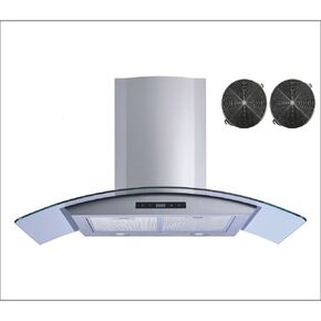 Winflo 30 In. Convertible Stainless Steel/Glass Wall Mount Range Hood with Mesh Filters and Touch Sensor Control in Kuwait