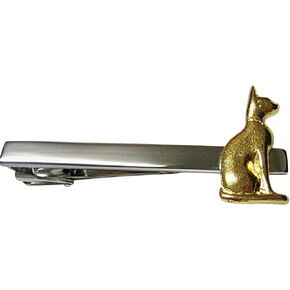 Kiola Designs Gold Toned Egyptian Cat Square Tie Clip in Kuwait