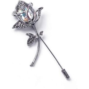 Rhinestone Rose Flower Brooch.Crystal Lapel Pin Brooch, Classy Flowers Tie Pin for Women Men Girl Boutonniere Suit Pins in Saudi Arabia