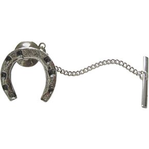 Kiola Designs Silver Toned Textured Horse Shoe Tie Tack in Kuwait