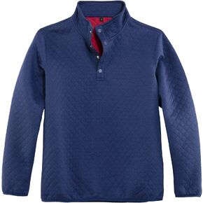 Hacikis Mens Quilted Long Sleeve Sweatshirt Quarter Snap Outdoor Fleece Pullover Shirt